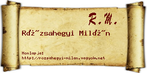Rózsahegyi Milán névjegykártya